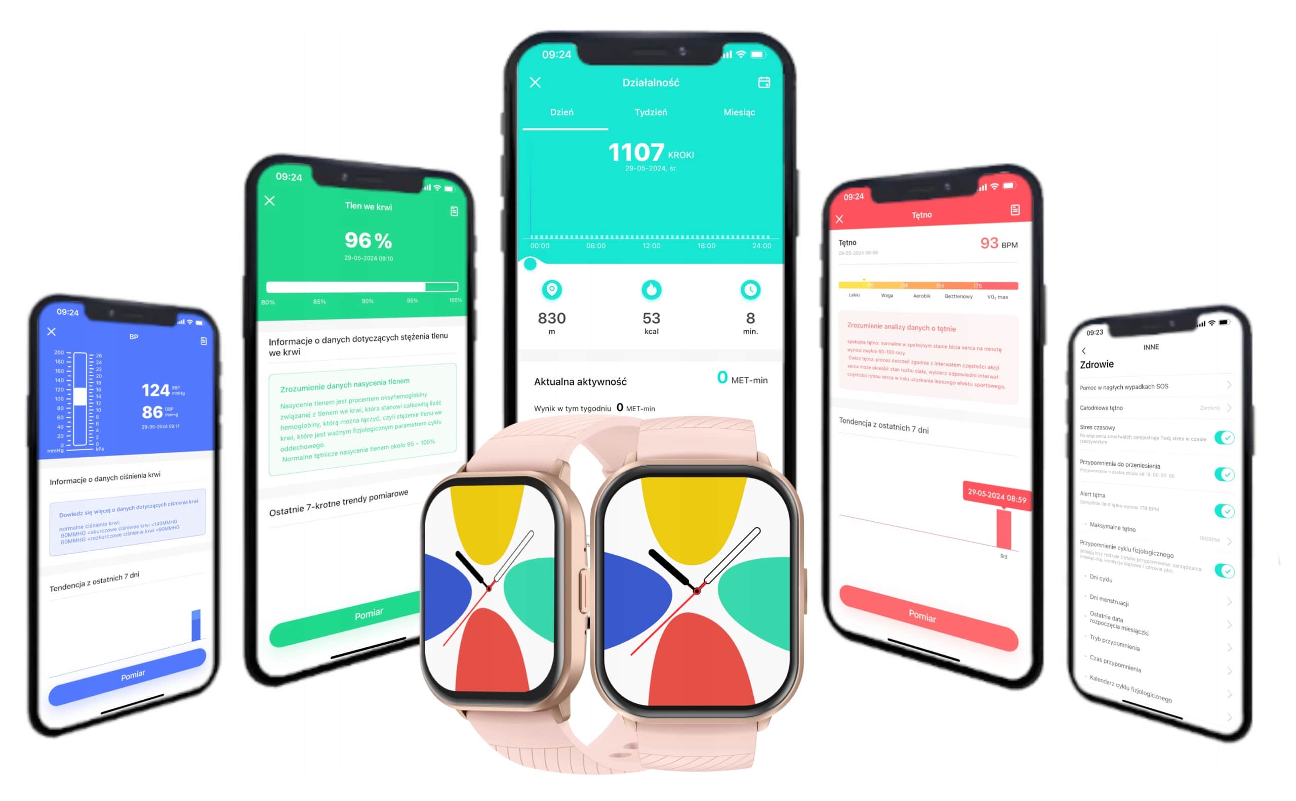 Smartwatch Zegarek Polskie Menu Rozmowy Sport Smart Watch Różowy Damski