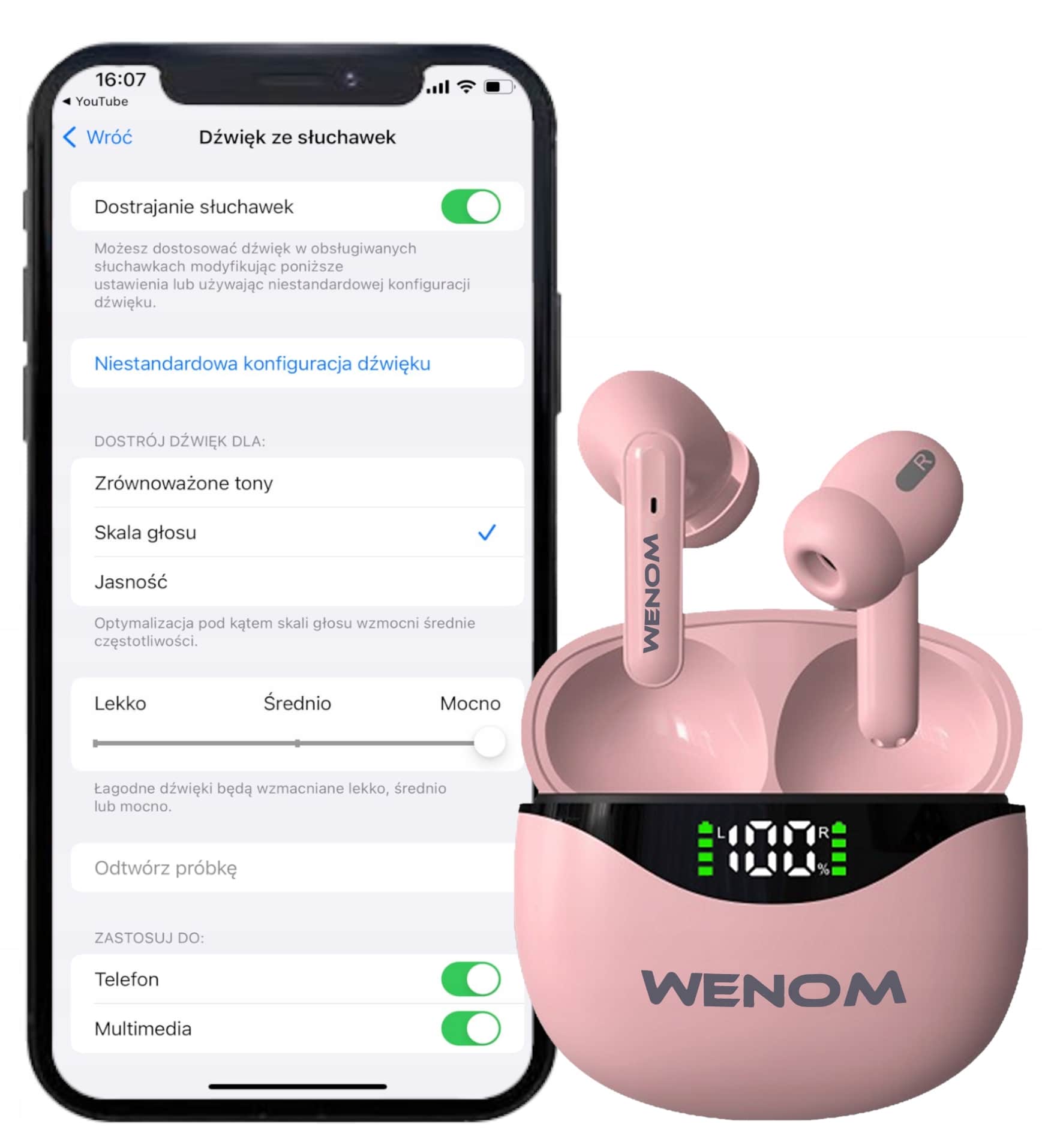Słuchawki bezprzewodowe Sportowe 15pro Enc TWS Bluetooth 5,3 z POWERBANKIEM