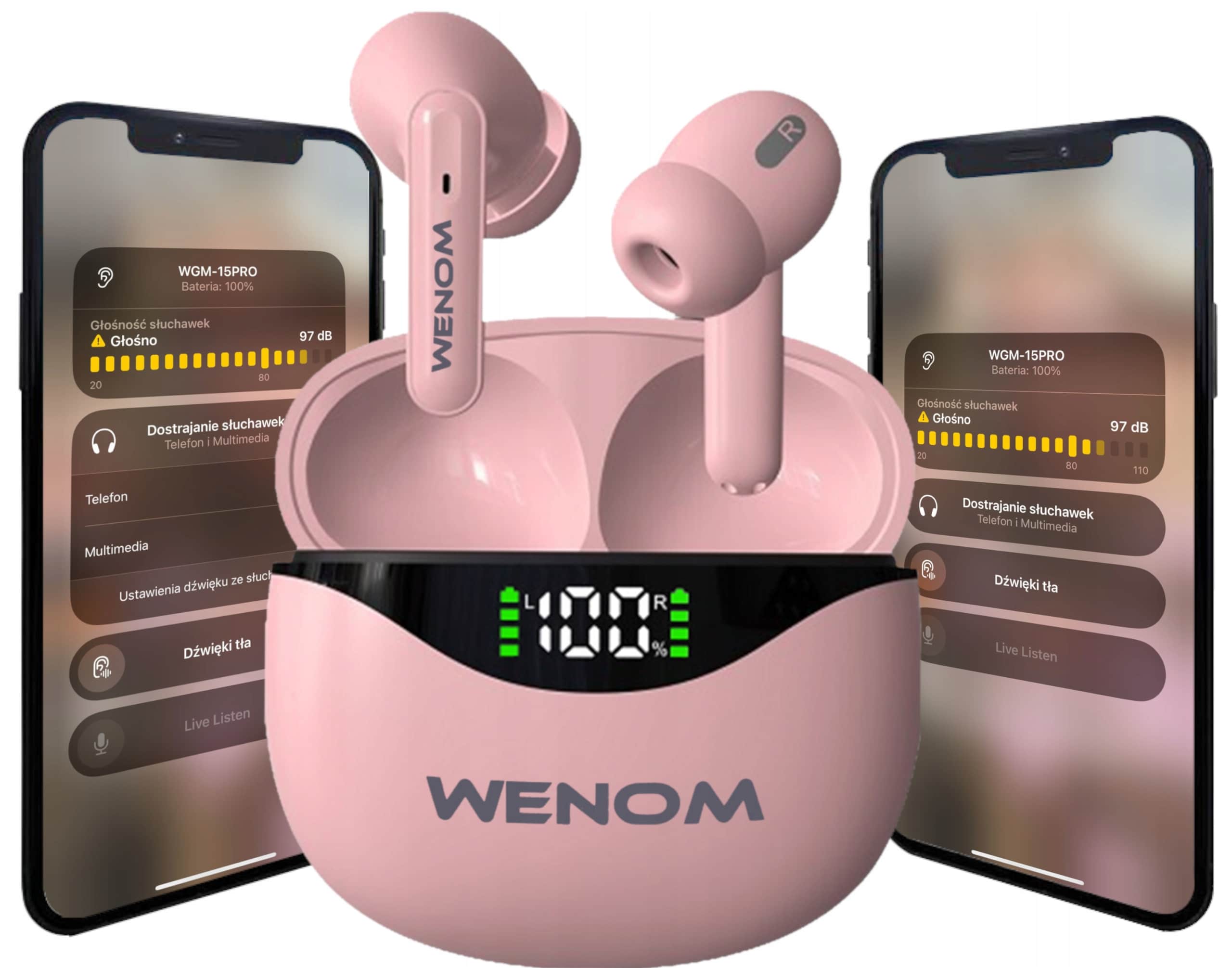 Słuchawki bezprzewodowe Sportowe 15pro Enc TWS Bluetooth 5,3 z POWERBANKIEM