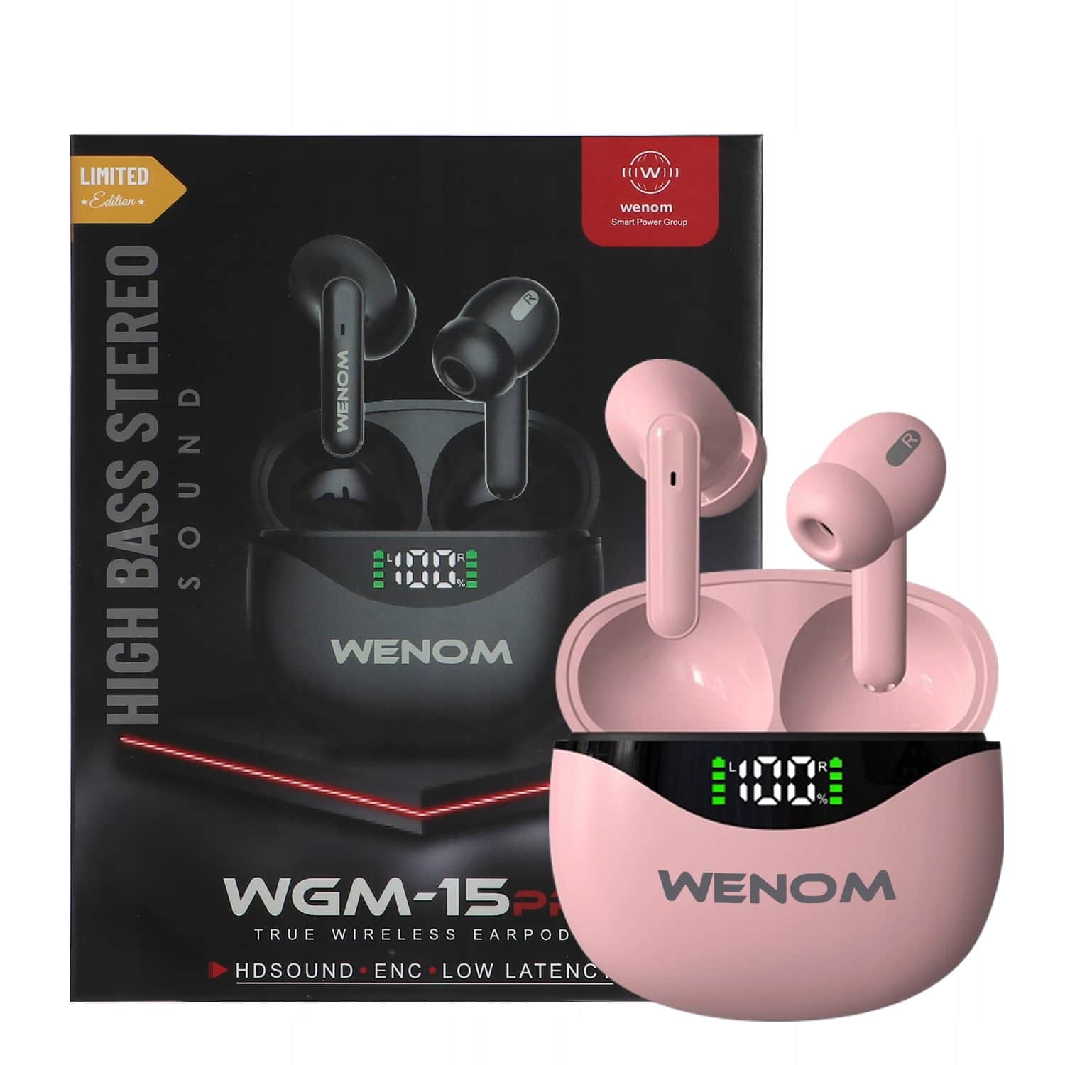 Słuchawki bezprzewodowe Sportowe 15pro Enc TWS Bluetooth 5,3 z POWERBANKIEM