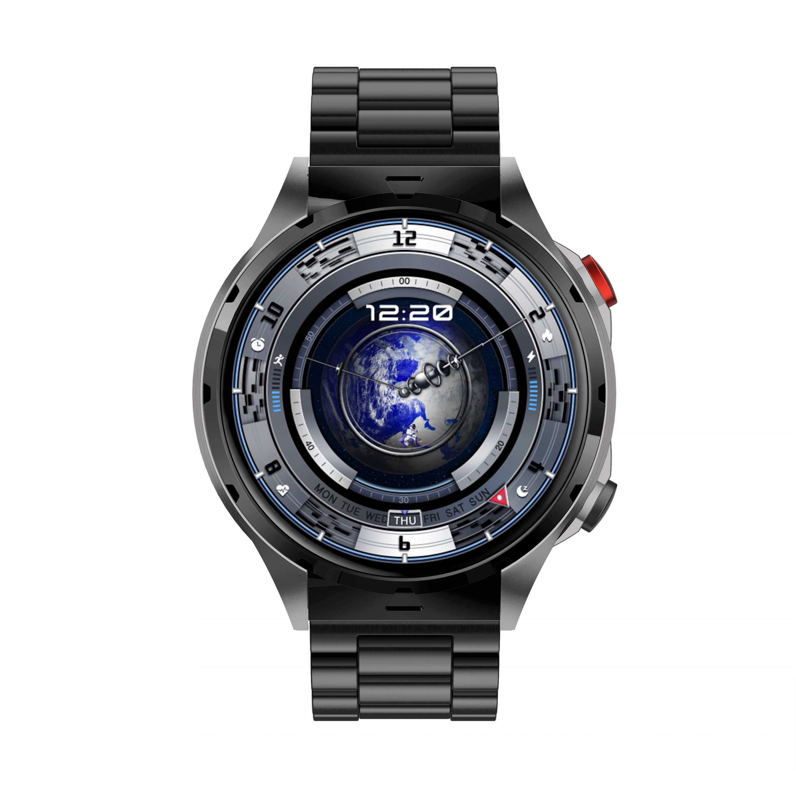 Smartwatch Męski Zegarek AMOLED Czarny Tętno Ciśnienie Smart Watch Sport