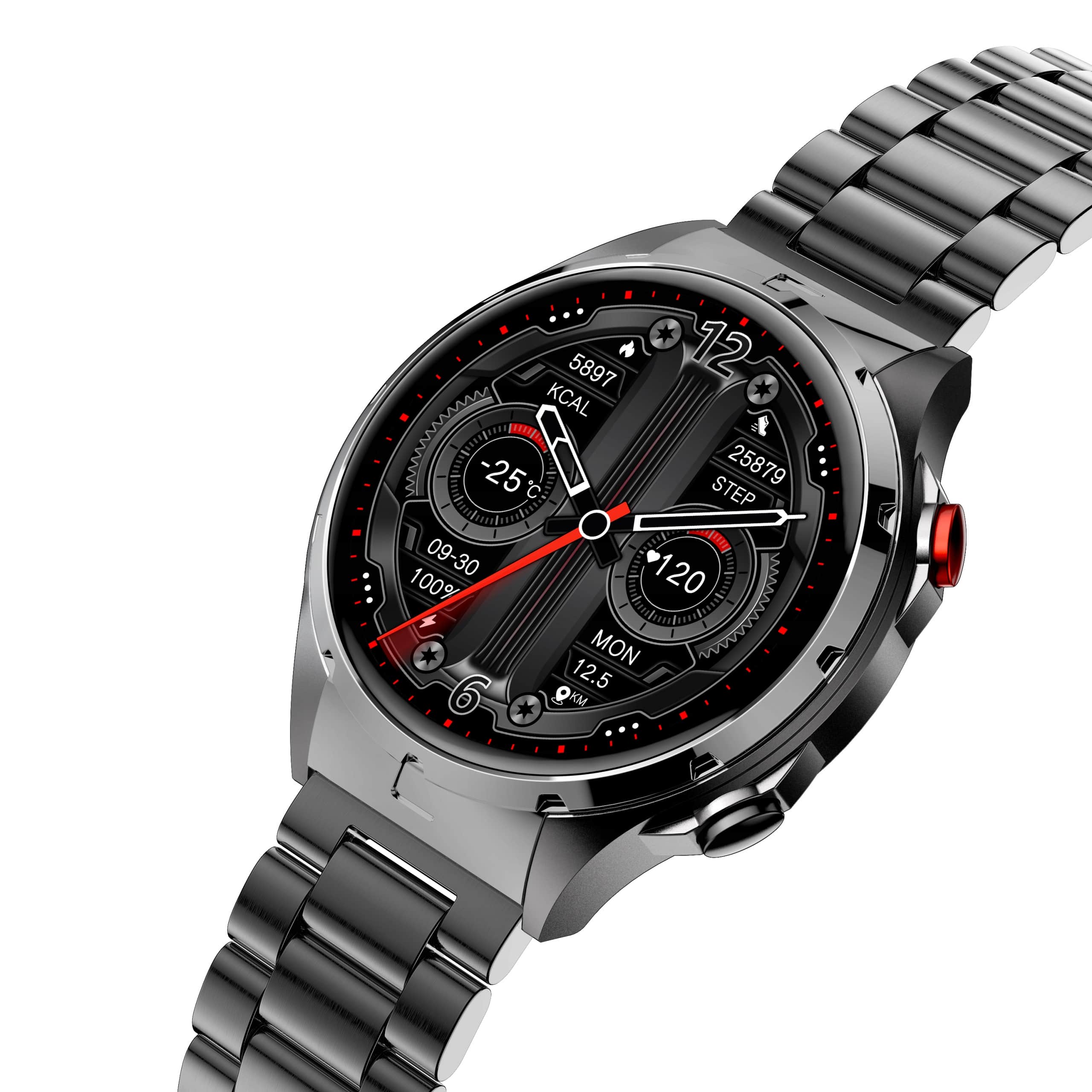Smartwatch Męski Zegarek AMOLED Czarny Tętno Ciśnienie Smart Watch Sport