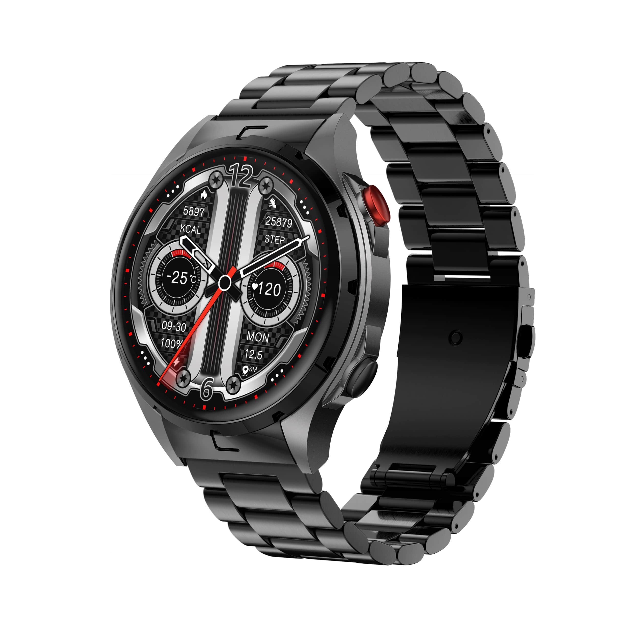 Smartwatch Męski Zegarek AMOLED Czarny Tętno Ciśnienie Smart Watch Sport