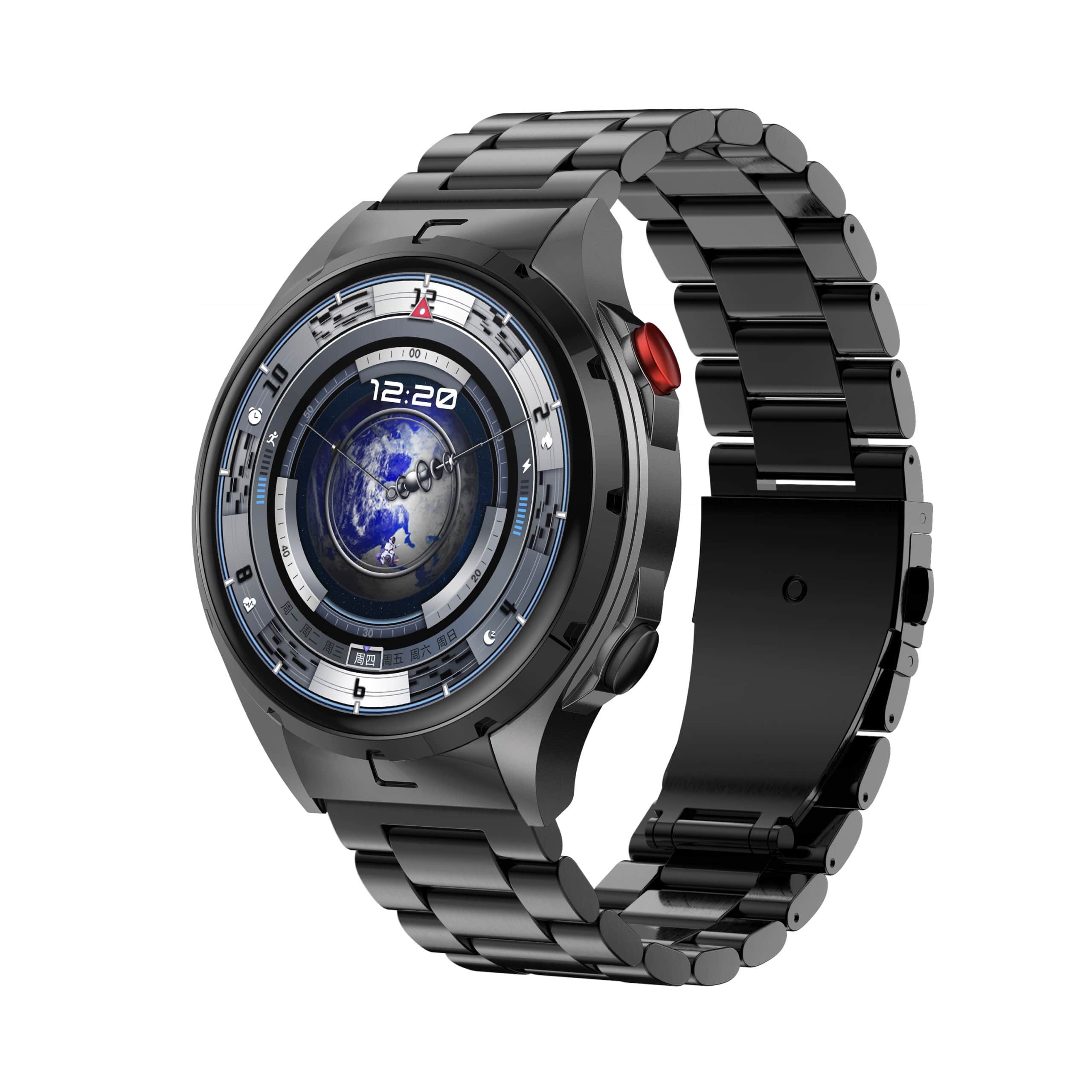 Smartwatch Męski Zegarek AMOLED Czarny Tętno Ciśnienie Smart Watch Sport