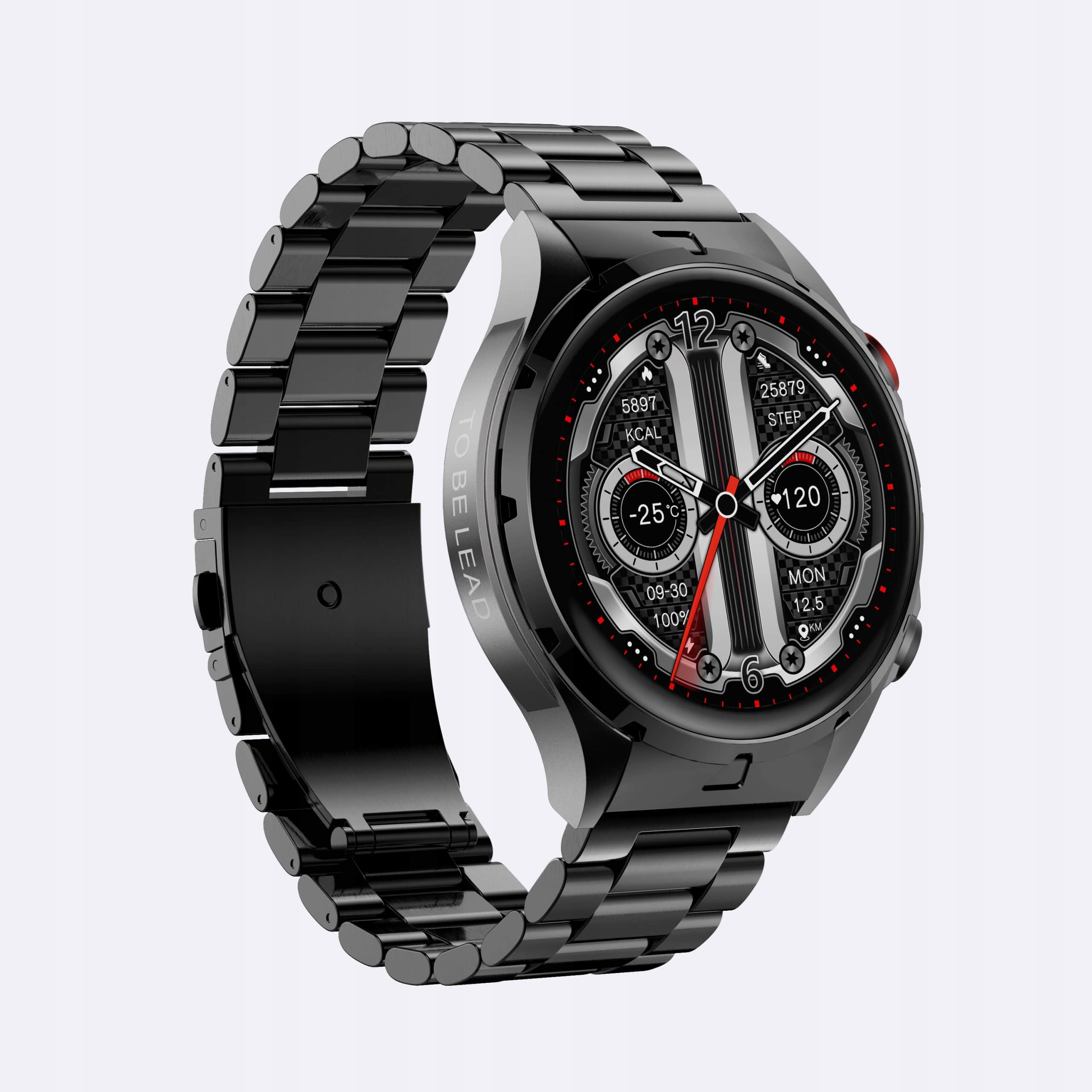 Smartwatch Męski Zegarek AMOLED Czarny Tętno Ciśnienie Smart Watch Sport